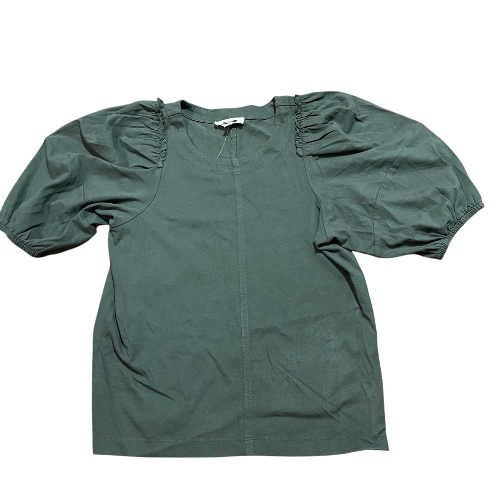 Madewell Puff Sleeve Tee Gray Green Women's Size XXS New With Tags‎ NWT Cotton